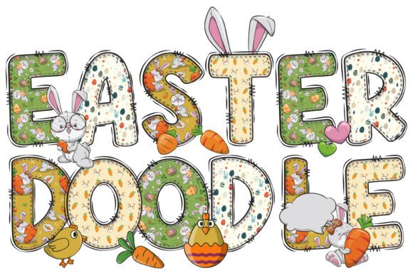 Elevate Your Festive Designs with Easter Doodle Alphabet