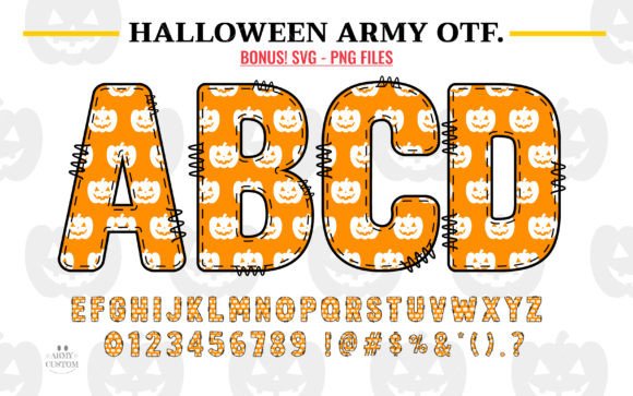 Enchant Your Designs: Halloween Army Pumpkin & Doodle Font Magic