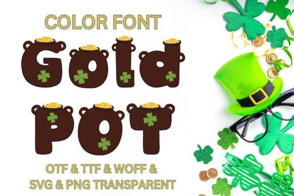 Gold Pot: A Vibrant Color Font for Festive Design