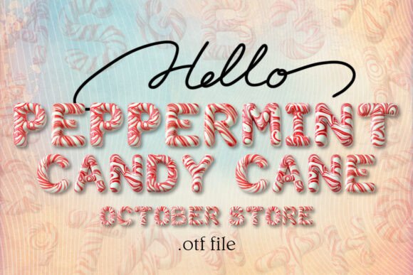 Peppermint Candy Cane Christmas Alphabet Font