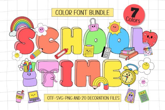School Time: Vibrant 3D Typography for Modern Design