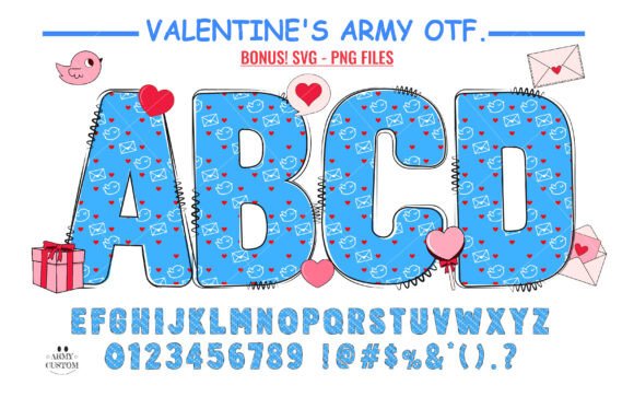 Valentine's Army Little Bird: A Doodle Font for Heartfelt Design